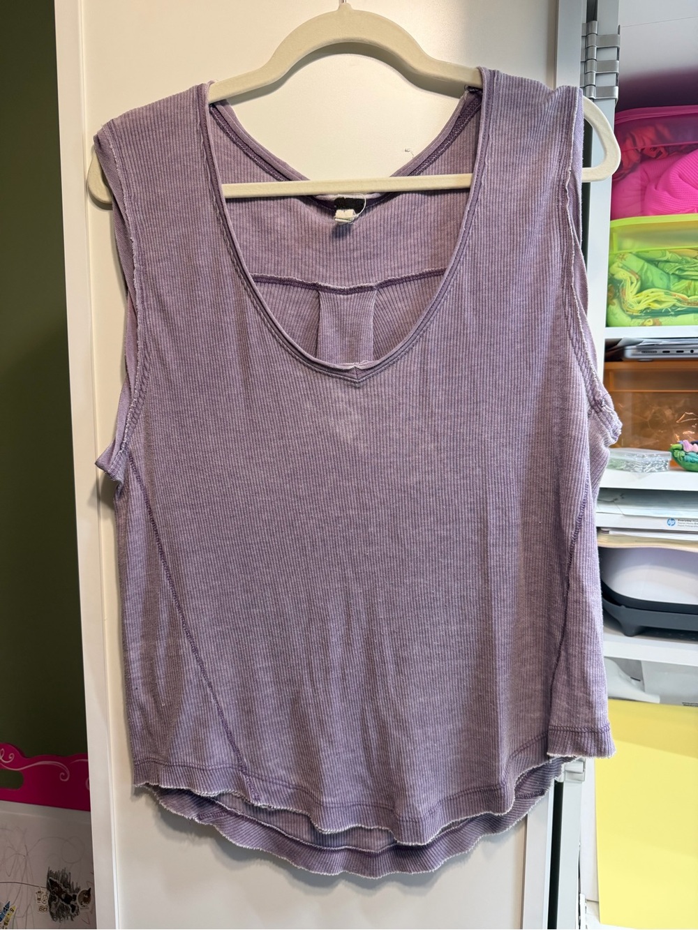 We The Free Lavender Ribbed V-Neck Tank